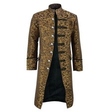 Men's Brocade Brown Gold Gothic Steampunk Victorian Frock Coat Jacket