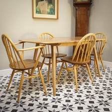Ercol Windsor Dining Table and 4 Chairs Plank Table Elm and Beech