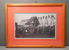 Vintage Fairground Photo Amusement Steam Powered Swing Boat Framed Large