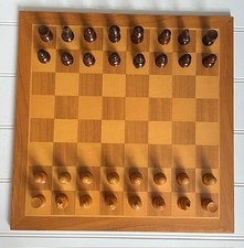 Dal Negro Chess Set Maple/Walnut  solid Board 42cm Hand Carved Chess Pieces RARE