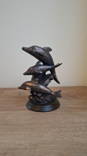 Bronze resin dolphin sculpture - dolphin,