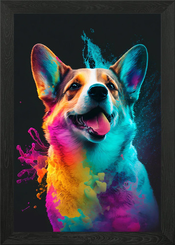 Welsh corgi dog - corgi, framed