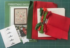 Christmas Cross Stitch Bundle/Job Lot- Pattern, Fabric - Aida - Linen - Thread