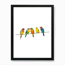 Colorful Birds On A Wire 1 Art