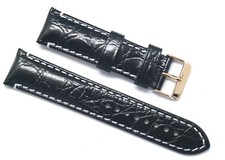 22mm Black Croco Embossed