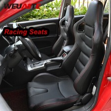 1Pair Black + Red Stitching PU