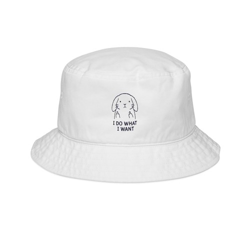 Embroidered bunny bucket hat - bunny,