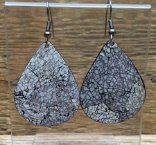 Retro Plastic Drop Earrings/Vintage 60’s Style/Pierced/Crackle Paint Effect