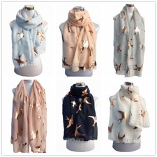 Ladies Big Swallow Soft Scarf with Rose Gold Foil Big Swallow Bird Metallic GIFT