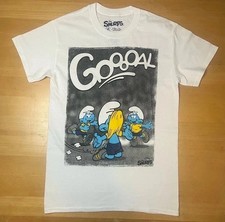 Smurfs 'Gooooal' football white T-shirt - Excellent condition - Small