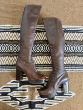 Vintage brown leather 70s knee