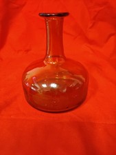 Vintage Brown Hand Blown Glass Bottle, 18 cm Tall, 15 cm Base.