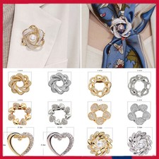 Women Silk Scarf Clip Brooch