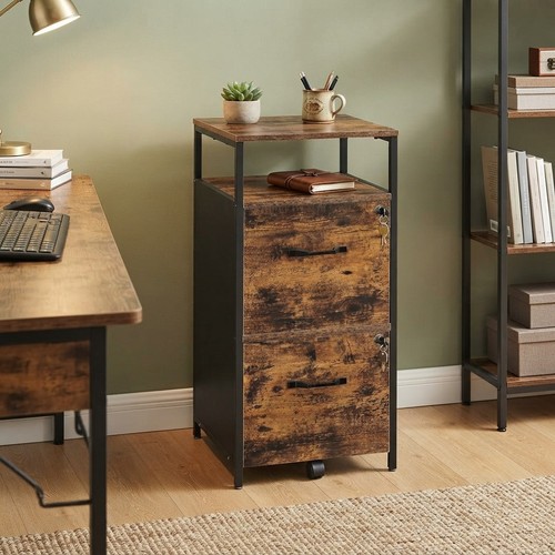 Rustic brown black 2 - &, 2-drawer