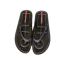Prada Mens Black Leather Thong Y-Strap Flip Flop Flat Sandals. Size UK 7, EU 41.