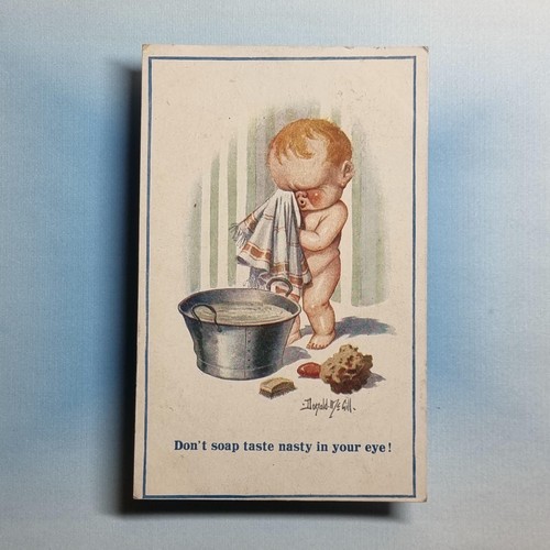 Comic postcard 1919 - postcard, soap