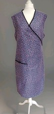 1940 Style Wrap Around Pinny Apron Hilda Ogden Blue Floral Fits Sizes 12-18 