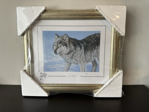 Framed wolf giclee print - wolf,