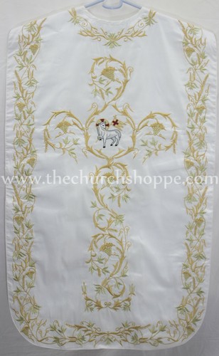 White roman chasuble - white,