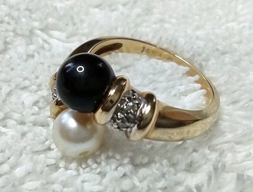 14k yellow gold ring black - ring,,