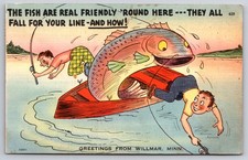 Vintage Funny Fishing Postcard