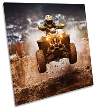 Quad Bike Motocross Print CANVAS WALL ART Square Picture Brown