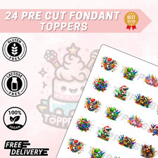 24 x Edible Icing | Wafer | Cupcake Toppers *PRE CUT* Super Mario Cartoon Party