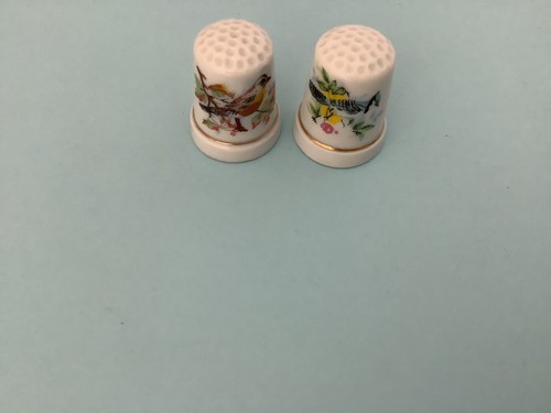 Two vintage china thimbles - vintage,
