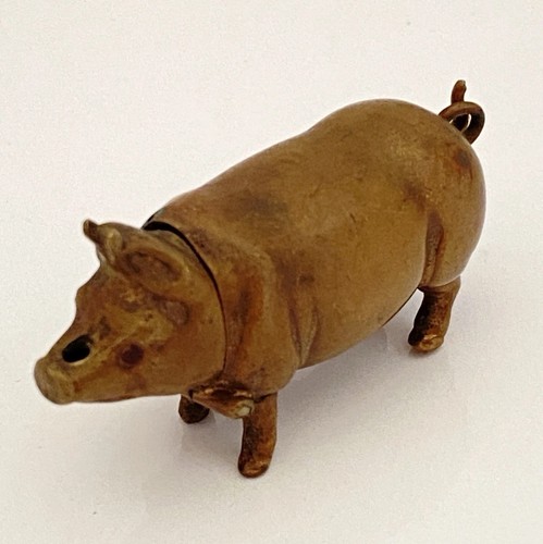 Antique miniature brass pig - antique,