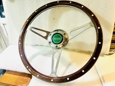 Classic Mini Wood  Rim 13” Steering Wheel & Polished Tulip Style Boss Kit