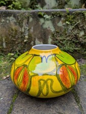 Poole Pottery 'Delphis' Onion Vase Shape 32 1970s Hand Painted Yellow Red Green 