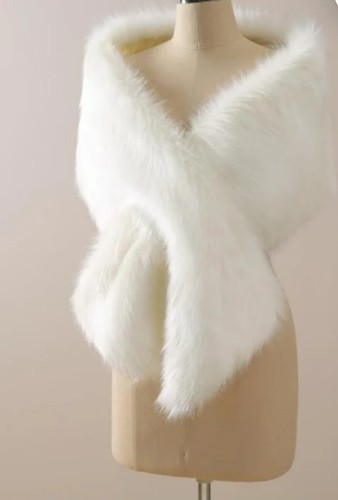 Luxury white faux fur shawl - luxury,