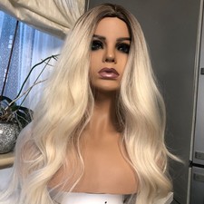 Esmee Platinum Blonde Ombre Full Synthetic Hair Wig  Wavy 24 inch Es7