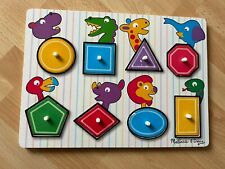 Melissa And Doug Shape Geometric Wooden Tray Peg Puzzle