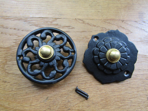 Rustic iron door bell push - door,
