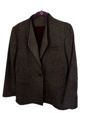 Womens Wool Poly 3 Piece Tweed Brown Suit OLEG CASSINI Sz 10 Skirt Pant  VTG