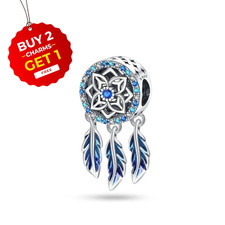 Blue Dreamcatcher S925 Sterling Silver Bead Charm for Women