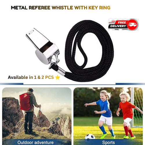 2pc metal referee whistle with - referee,
