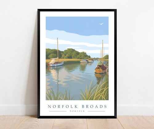 Norfolk broads travel - travel, poster