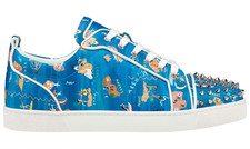 New Christian Louboutin Louis Junior Spikes Odyssey Map Low Top Sneakers Sz 42.5