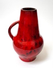 MID CENTURY ITALIAN POTTERY RED GLAZED VASE VINTAGE BITOSSI ERA CERAMIC ART