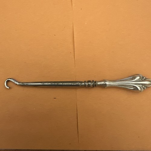 Sterling silver button hook - silver,