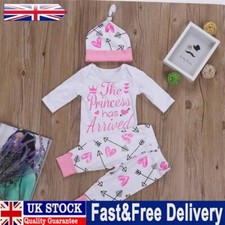 Newborn Baby Girl 4PCS Bodysuit Romper Pants Headband Set Infant Outfits Clothes