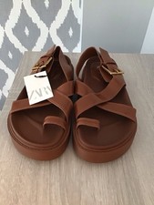 Zara Ladies Brown Sandals Size 5 Brand New