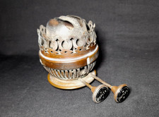 Antique Brass Oil Lamp Duplex Burner, Snuffer Lever A/F