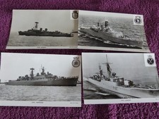 4 Vintage Postcards Royal Navy Ships Llandaff/Virago/Hampshire/Ashanti