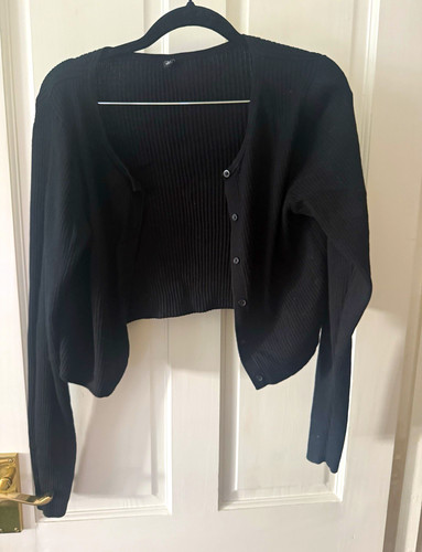 Uniqlo black rib - rib-knit, v-neck