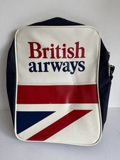 Vintage British Airways 1970s Cabin Flight Messenger Shoulder Bag Original Used