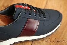 Prada Blue Canvas Burgundy
