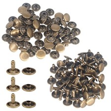 100pcs Double Cap Tubular Rivets Brass for DIY Leather Crafts Handbags Repair